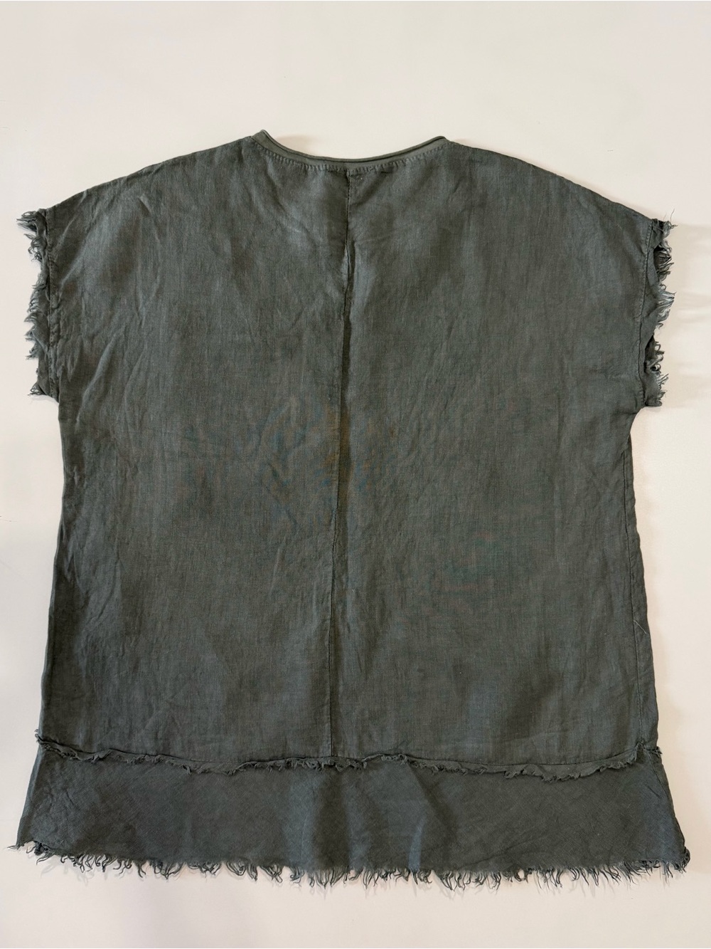 Made In Italy 100% Linen Overside Tunic Star Pocket Olive Green Top One Size - Picture 7 of 7